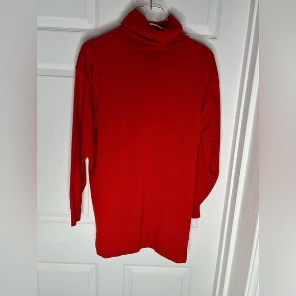 Escada E Sport Oversized Turtleneck Red Wool Sweater Top Sz M - Picture 4 of 10
